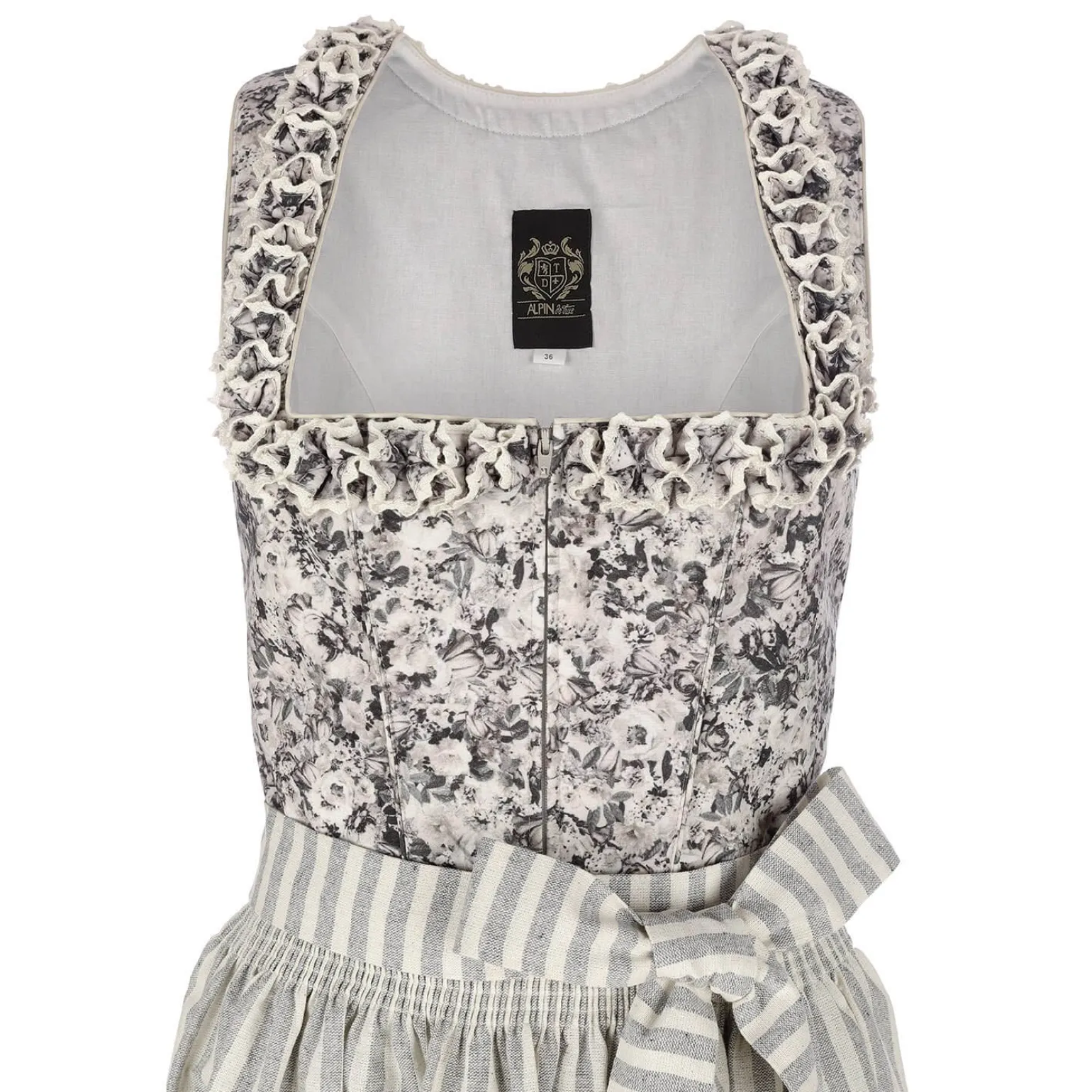 Cheap Damen Dirndl "Rose", Hellgrau Damen Dirndl