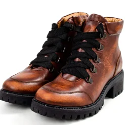 Cheap Damen Leder-Boots "606", Cognac Damen Schuhe & Socken