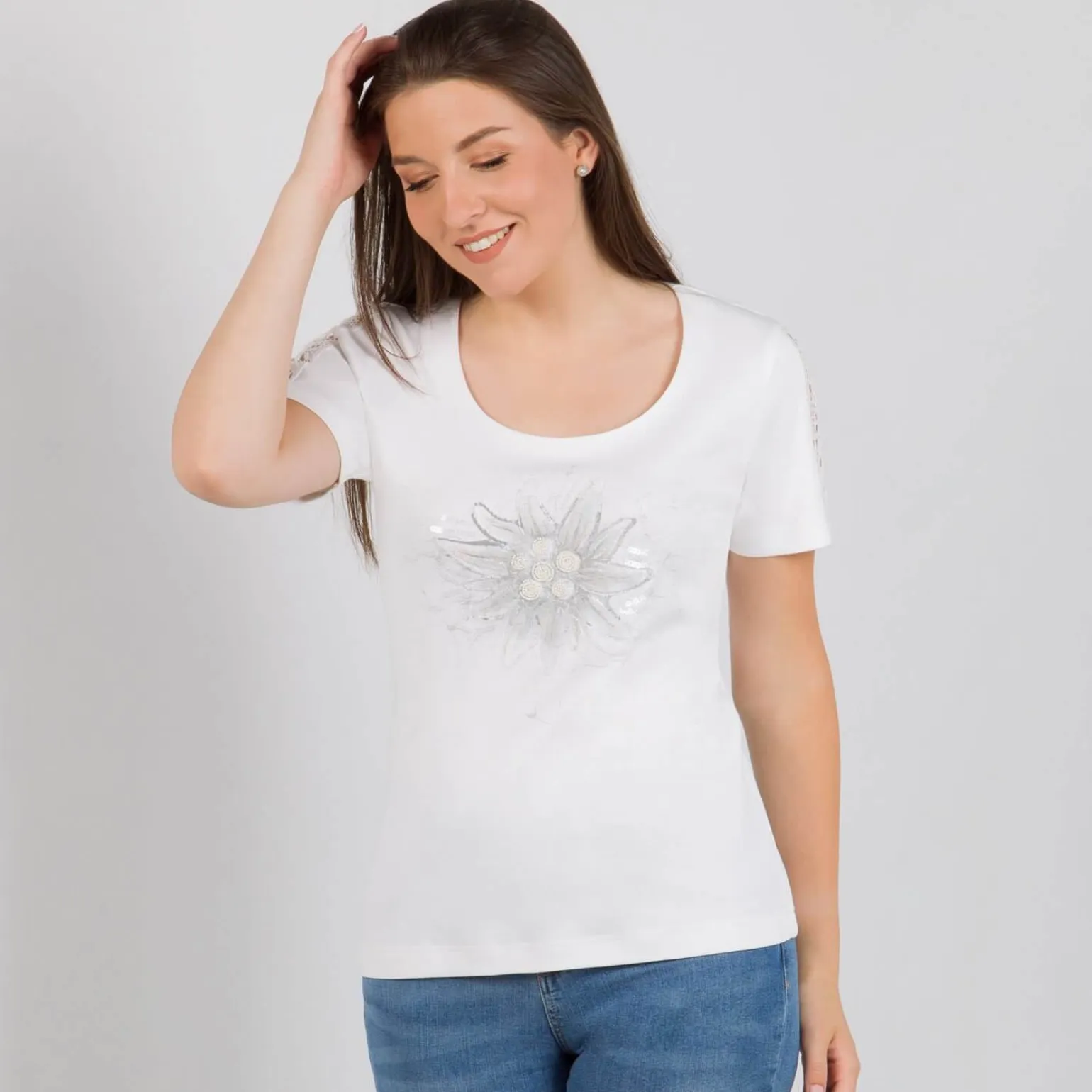 Sale Damen T-Shirt "Edel" mit Spitze, Damen Shirts