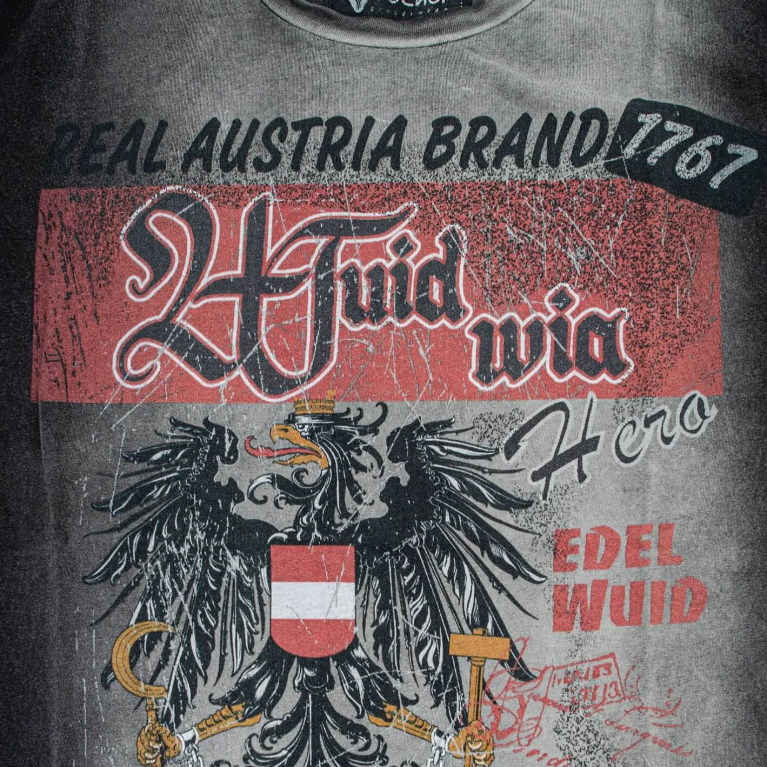 Discount Herren T-Shirt Alpenrocker "Wuid Wia", Schwarz Herren Shirts