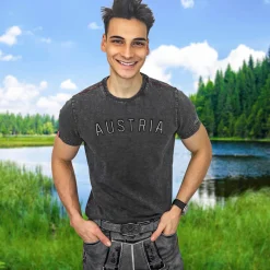 Fashion Herren T-Shirt "Austria Schriftzug", Dunkel Herren Shirts